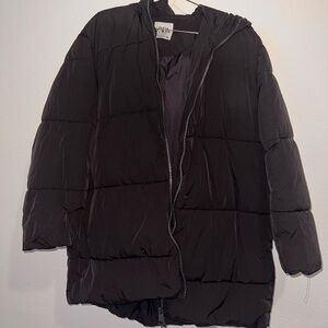 Zara Black Puffer Jacket with hood- XS